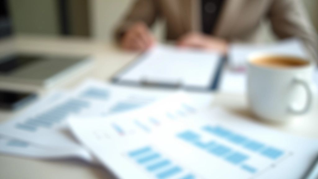 Documents de planification financière et graphiques sur un bureau professionnel avec une tasse de café